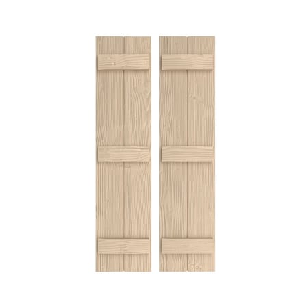 Rustic Two Board Joined Board-n-Batten Sandblasted Faux Wood Shutters, 11W X 64H